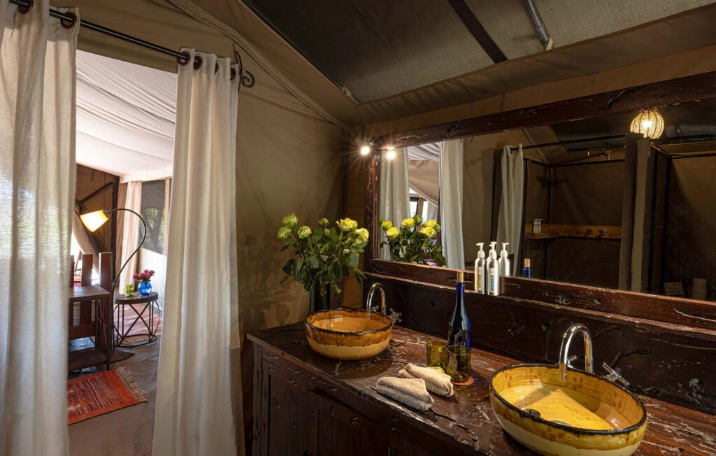 Kicheche Laikipia Camp family tent bathroom