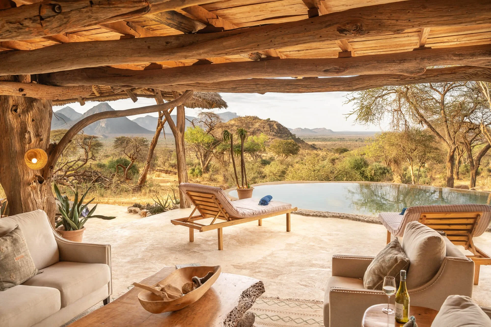 Outdoor lounge at the exclusive Sarara House ecolodge and safaris in Northern Kenya.