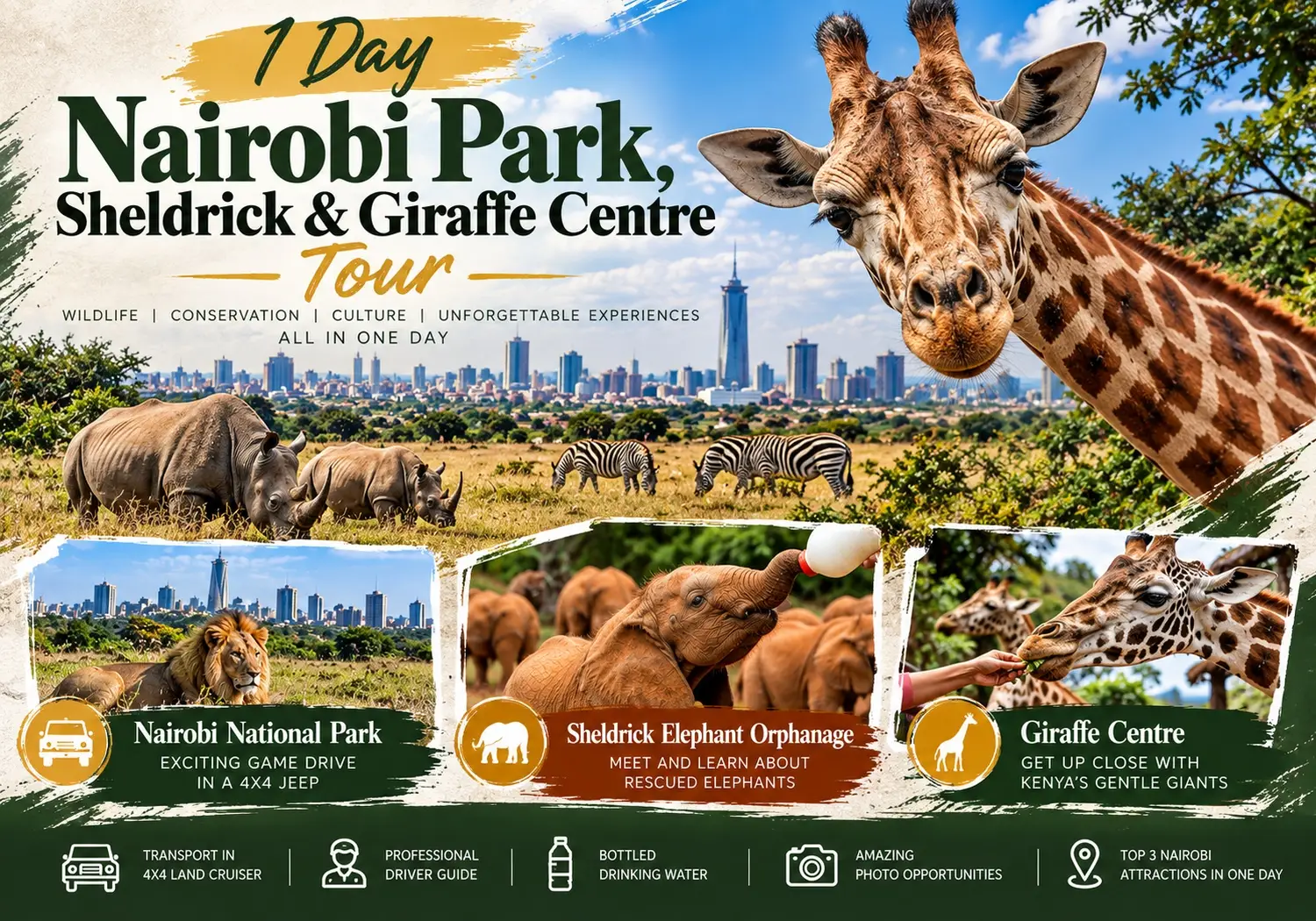 1 Day Nairobi Park, Sheldrick & Giraffe Centre Tour