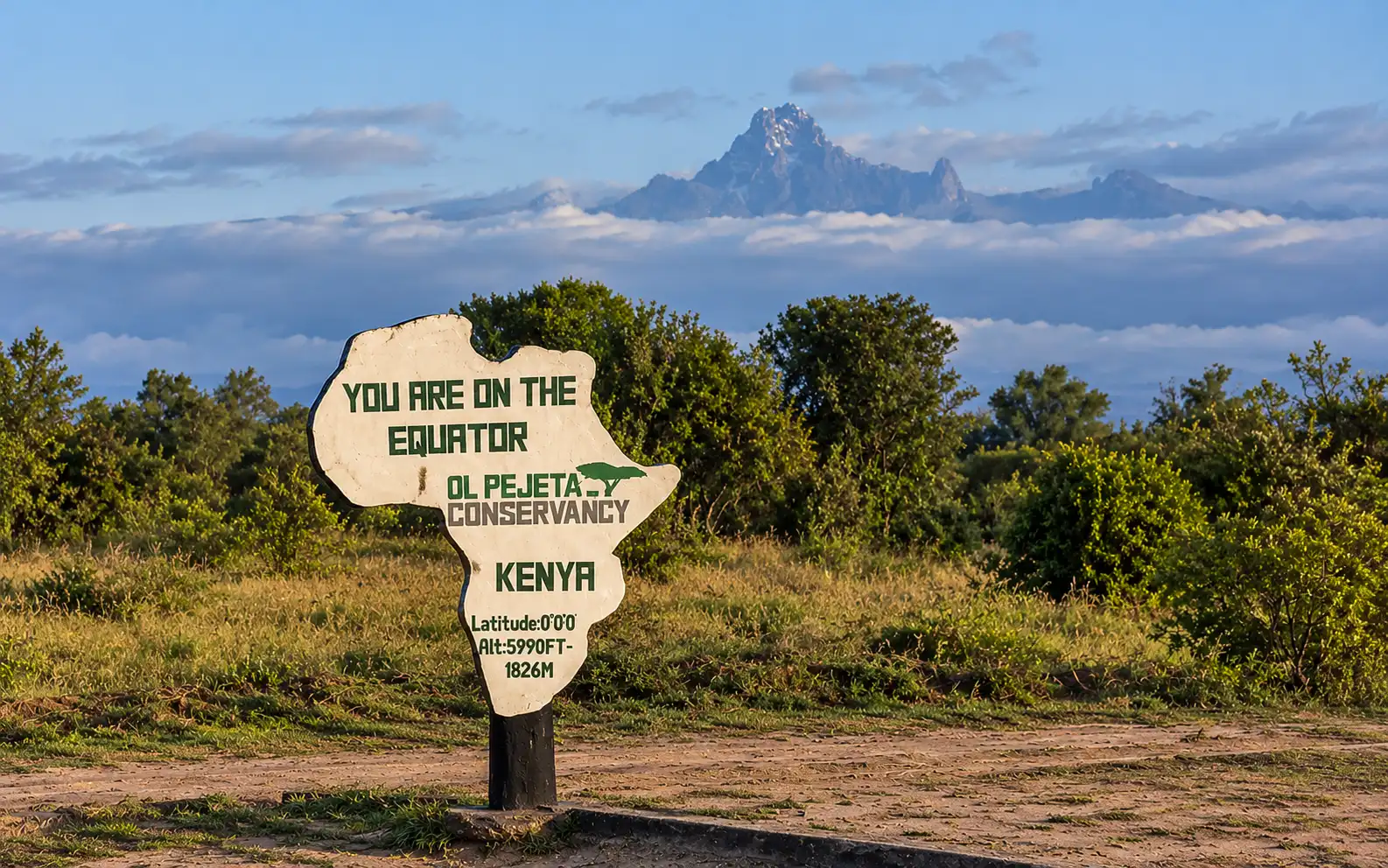 Equator Sign Beneath Mount Kenya